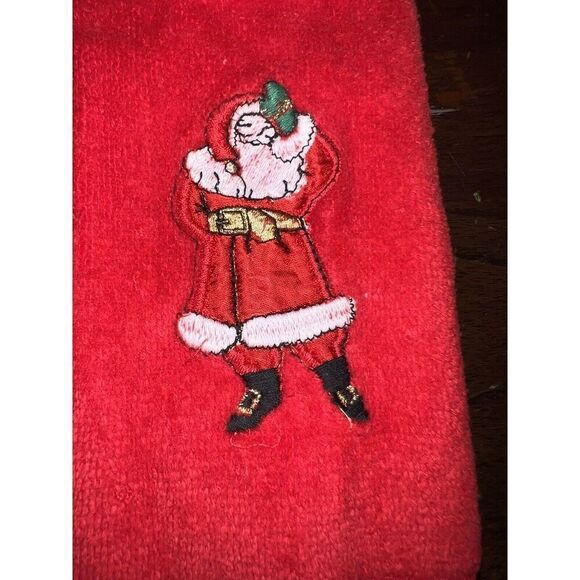 2 VTG R.A. Briggs CHRISTMAS SANTA  Embroidered applique HAND TOWELS SET - Picture 5 of 6